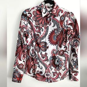 Craig Taylor Womens Small White/Red/Blue MIA Fit Button Up Long Sleeve P…